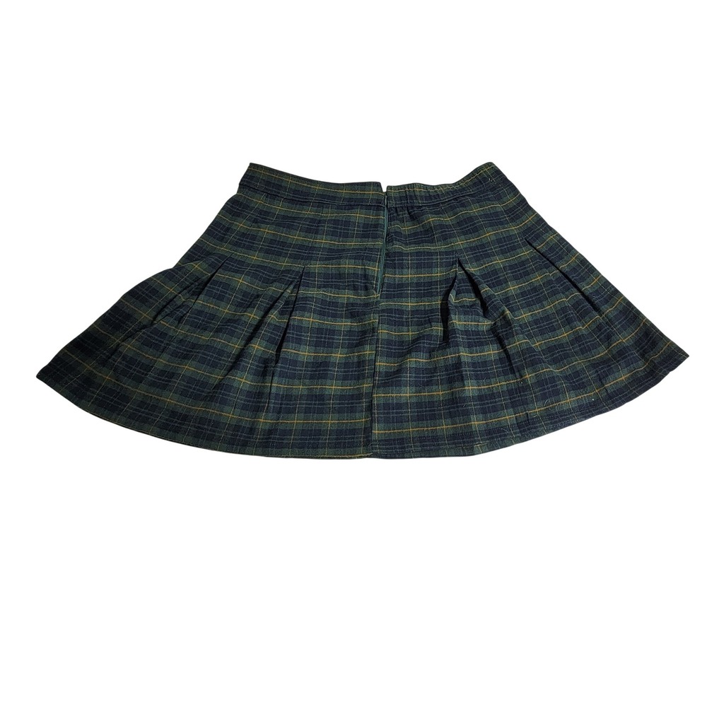 Hollister‎ Ultra High Rise Pleated Plaid Mini Skirt Green Navy Yellow Size L